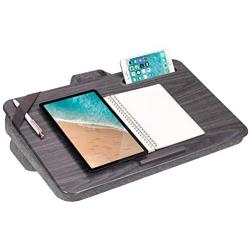 LapGear Elevation Lap Desk with Booster Cushion -Gray Woodgrain - Fits up to 17.3 Inch Laptops - Style No. 87965