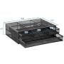 MOUNT-IT! Mesh Computer Monitor Stand Riser [Metal] Desk Organizer with Two Pullout Storage Drawers for Desktop, Laptop, and Printer Accessories and Office Supplies (Black)