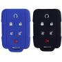 2Pcs WERFDSR Sillicone key fob Skin key Cover Remote Case Protector Shell for 2015 2016 Chevrolet Suburban Tahoe GMC Yukon Smart Remote black blue