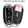 Lcyam Key Fob Cover Silicone Case Remote Holder Fits for 2019 2020 Hyundai Kona Santa Fe Veloster Sonata Keyless Smart Key 4 Button (Black Black)
