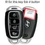 Lcyam Key Fob Cover Silicone Case Remote Holder Fits for 2019 2020 Hyundai Kona Santa Fe Veloster Sonata Keyless Smart Key 4 Button (Black Black)