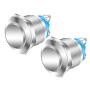 DaierTek 2pcs 19mm 12V Momentary Power Push Button Switch Waterproof Chrome Metal Screw Terminals Raised Round Button for Car RV Truck Boat Marine