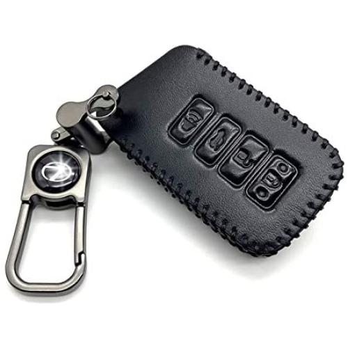 ROMASO Key Fob Cover fit for Lexus,Smart Key Fob Case Cover for Lexus ES350 GS300 GS350 GS430 GS450h ISC IS250 IS350 LS460 LS600h RX350 RX300 GX470 GX460,Leather Key Fob Shell,Black