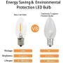 EMITTING Waterproof C9 Replacement LED Light Bulbs –0.6W Equivalent to 7W, White Warm 2700K Outdoor String Lights Vintage LED Filament Bulb, E17 Base Edison LED Light Bulbs, Clear Glass (C9-25PACK)