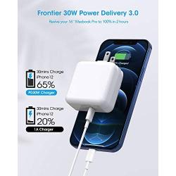 Tissyee 30W USB C Power Adapter, Compatible with MacBook 2015Late 12inch, MacBook Air Charger 2018Late 13 inch,New iPad&iPad Pro, iPhone 12 Pro Max, Pixel, Galaxy, Works with PD 30W 29W 20W