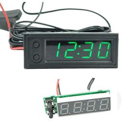 Car Temperature Clock - Car Clock 12V 3 in 1 Thermometers Voltmeter Gauge Electronic Clock LED Digital Display LCD Screen