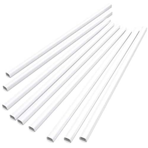 Upgraded Cord Hider, 142in Mini Wire Cable Cover, PVC Cable Concealer Channel, Paintable Cord Cover to Hide Speaker Wire, Ethernet Cable, 9X L15.7in W0.48in H0.32in, CC05 White