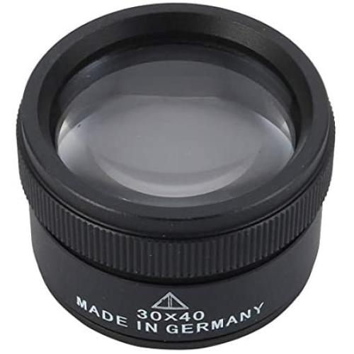 30X Portable Pocket Reading Magnifier Optics Loupes Mini Desk Magnifier Loop Microscope Magnifying Glass Lens for Jeweler Coins Maps Antiques Magazines Electronics (30X 40MM)
