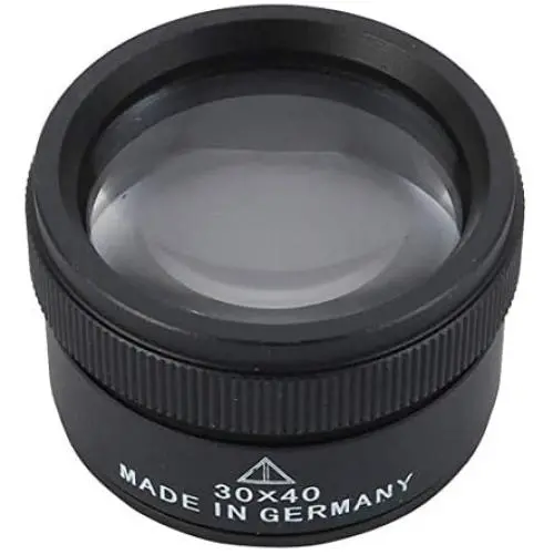 30X Portable Pocket Reading Magnifier Optics Loupes Mini Desk Magnifier Loop Microscope Magnifying Glass Lens for Jeweler Coins Maps Antiques Magazines Electronics (30X 40MM)