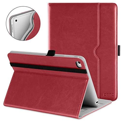 DTTO iPad Mini 4 Case, Premium Leather Folio Stand Cover Case with Multi-Angle Viewing and Auto Wake-Sleep Function, Front Pocket for Apple iPad Mini 4 - Red