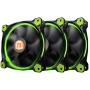Thermaltake Riing 12 High Static Pressure Circular Ring Green LED Case/Radiator Fan with Anti-Vibration Mounting System Triple Pack Cooling CL-F055-PL12GR-A