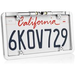 BOYO VTL275LTJ - Ultra Slim Full-Frame License Plate Backup Camera with Active Parking Lines and LED Lights (Chrome)