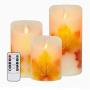 AVEKI LED Candle Lights, 3 PCS Flameless Candles Light Warm White Battery Operated Electric LED Moving Wick Flickering Maple Leaf Candle Lights with Remote Timer for Decoration Wedding