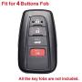 LemSa 2Pcs 4 Buttons Silicone Key Fob Cover Case Protector Holder for Toyota Camry C-HR Prius 2017 2018 2019 2020 HYQ14FBC, Black