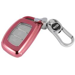 Hyundai Key Fob Cover, Soft TPU Key Fob Case Full Protector Fit Hyundai 2018 2019 2020 2021 Sonata Elantra Tucson Venue Ioniq I40 IX35 I45 3/4 Buttons Keyless Entry Remote Control - Pink