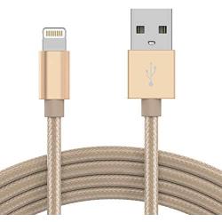 TalkWorks iPhone Charger Lightning Cable 6ft Long Braided Heavy Duty Cord MFI Certified for Apple iPhone 12, 12 Pro/Max, 12 Mini, 11, 11 Pro/Max, XR, XS/Max, X, 8, 7, 6, 5, SE, iPad - Gold