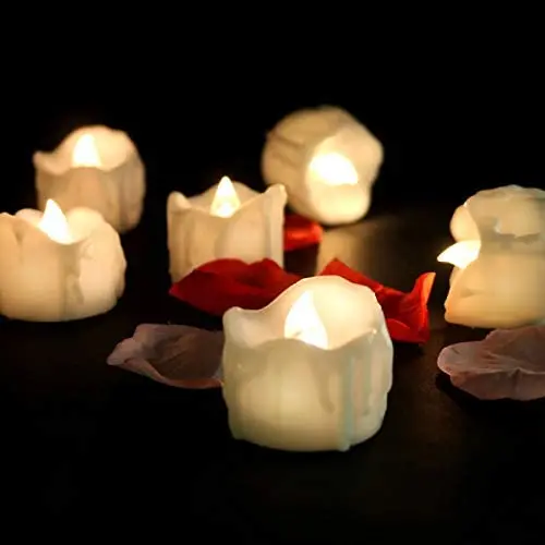 MIOSIST 12Pcs LED Electronic Candle with Timer,Candle Simulating Dripping Effect and Flashing Flame, Flameless Flickering Candles for Wedding Proposal Party Halloween Christmas Decor(Warm White)