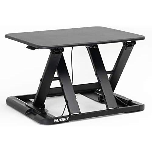 Height Adjustable Stand Up Desk Converter Ergonomic Sit Stand Riser - Flat Top Table Size 22x26 Supports 30lbs - No Assembly Required - Premium Quality and Very Sturdy - Perfect for Laptops or iMacs
