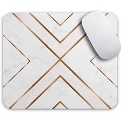 Oriday Gaming Mouse Pad Custom, Modern Gold Cross Line Design for Women Non-Slip Rubber Thick Mouse Pad for Computers Laptop (Chic White)