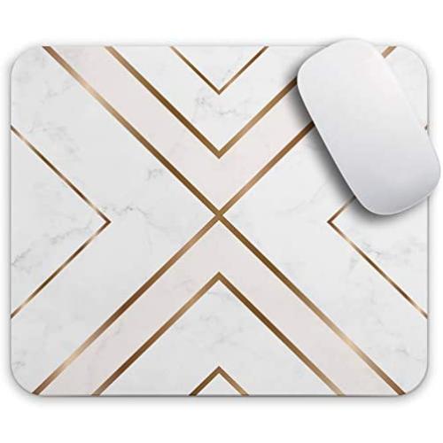 Oriday Gaming Mouse Pad Custom, Modern Gold Cross Line Design for Women Non-Slip Rubber Thick Mouse Pad for Computers Laptop (Chic White)