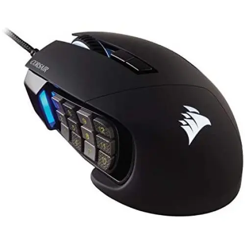 Corsair Scimitar RGB Elite, MOBA/MMO Gaming Mouse, Black, Backlit RGB LED, 18000 DPI, Optical
