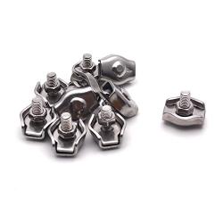 10pcs Antrader 304 Stainless Steel M4 Wire Rope Clip Cable Clamp Caliper for 5/32'' Wire Rope