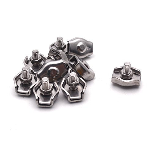 10pcs Antrader 304 Stainless Steel M4 Wire Rope Clip Cable Clamp Caliper for 5/32'' Wire Rope
