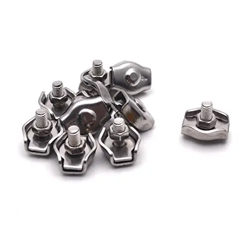 10pcs Antrader 304 Stainless Steel M4 Wire Rope Clip Cable Clamp Caliper for 5/32'' Wire Rope