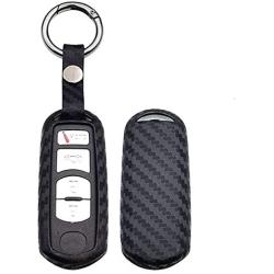 WFMJ Black Carbon Fiber Silicone 3 4 Buttons Remote Smart Key Chain Cover Case for Mazda 2 3 5 6 CX-3 CX-4 CX-5 CX-7 MX-5 Miata CX-9 RX-8 Speed3