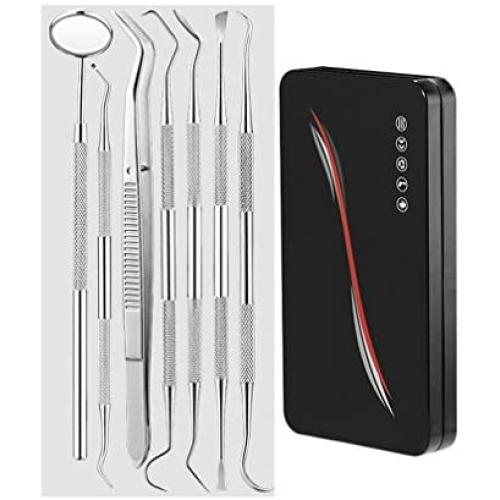 Dental Clean Tool Set - 304 Stainless Steel Endoscope Cleaning Mouth Tartar Scraper,Tooth Pick,Dental Scaler,Mouth Mirror for Dentist and Home Using 7 Pieces/Sets
