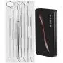 Dental Clean Tool Set - 304 Stainless Steel Endoscope Cleaning Mouth Tartar Scraper,Tooth Pick,Dental Scaler,Mouth Mirror for Dentist and Home Using 7 Pieces/Sets