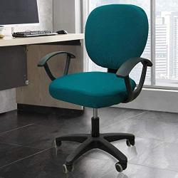 YIMEIS Waterproof Office Chair Cover, Stretch Jacquard Computer Office Chair Covers Water Repellency Peacock Blue Chair Slipcover (Seat Cover + Backrest Cover)