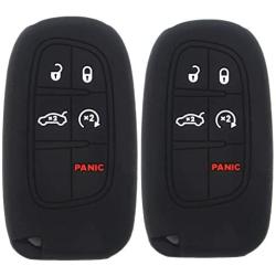 Ezzy Auto A Pair Black Silicone Rubber Key Fob Case Key Cover Key Jacket Skin Protector fit for Challenger Charger Durango Grand Cherokee Ram 1500