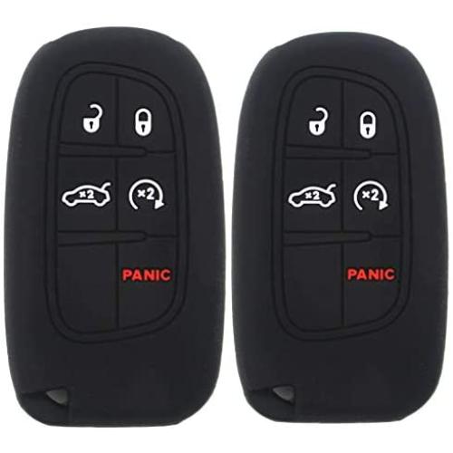 Ezzy Auto A Pair Black Silicone Rubber Key Fob Case Key Cover Key Jacket Skin Protector fit for Challenger Charger Durango Grand Cherokee Ram 1500