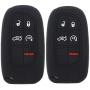 Ezzy Auto A Pair Black Silicone Rubber Key Fob Case Key Cover Key Jacket Skin Protector fit for Challenger Charger Durango Grand Cherokee Ram 1500