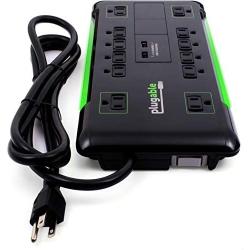 Plugable Surge Protector Power Strip with USB and 12 AC Outlets, Built-in 10.5W 2-Port USB Charger for Android, Apple iOS, and Windows Mobile Devices, 6 Foot Extension Cord