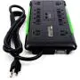 Plugable Surge Protector Power Strip with USB and 12 AC Outlets, Built-in 10.5W 2-Port USB Charger for Android, Apple iOS, and Windows Mobile Devices, 6 Foot Extension Cord