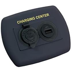JR Products 15095 12V/USB Charging Center - Black