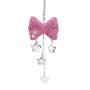 Car Mirror Pendant Charm Car Rear View Mirror Ornament with Tassel Bling Car Accessories Crystal Rhinestone Cute Car Decor Lucky Hanging Car Interior Decaration (Pink Bow)