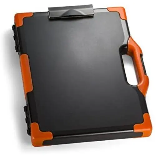Officemate OIC Carryall Clipboard Storage Box, Letter/Legal Size, Black and Orange (83326)