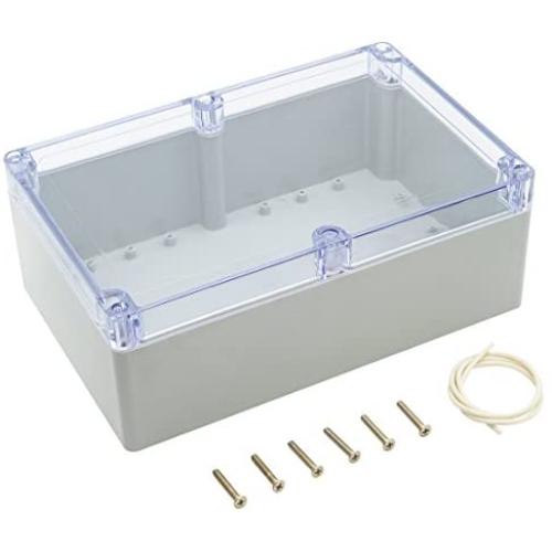 LeMotech ABS Plastic Junction Box Dustproof Waterproof IP65 Electrical Enclosure Box Universal Project Enclosure Grey with PC Transparent Clear Cover 9 x 5.9 x 3.4 inch(230 x 150 x 87 mm)
