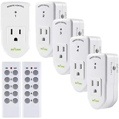 BN-LINK ES1513-5-2 Wireless Remote Control Outlet with Extra Long Range (5 Pack)