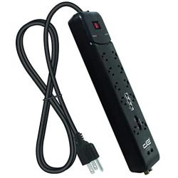 Digital Energy 15-ft Heavy Duty 10-Outlet 3500 Joules Surge Protector Power Strip, 15 Foot Long Extension Cord, Two USB Charging Ports, Coaxial, Phone Protection, ETL Listed. 15 AMP, Black