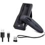 QR Barcode Scanner Dual 2.4G Wireless + Bluetooth 1D 2D Barcode Scanner QR PDF417 Data Matrix UPC Rechargeable Bar Code Scanner for Laptops/PC/Android/Apple iOS with Base