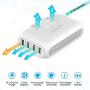Sokoo Voltage Converter Step Down 220V to 110V, International Travel Adapter/ Power Converter Use for EU/UK/AU/US/India, More Than 150 Countries. 2 Outlet, 4 Port USB Quick Charger 3.0 White