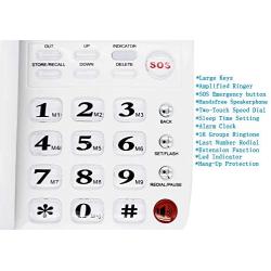 MuYuTec Desktop Landline Phone for Home Corded Phone with Caller ID Handsfree Speakerphone with Amplified Ringer for Elderly Large Button Phones for Seniors SOS Emergency Phone(White)