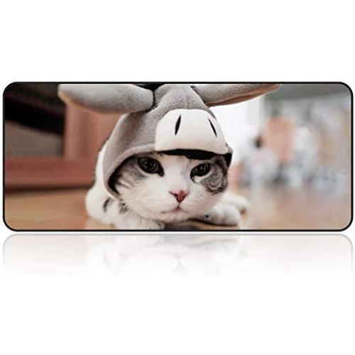 Large Gaming Mouse Pad with Nonslip Base|Extended XXL Size, Heavy|Thick, Comfy, Foldable Mat for Desktop, Laptop, Keyboard, Consoles & More|Enjoy Precise (Baby Cat)