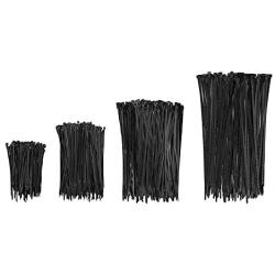 Each 100 Pack KOOWIN 4+6+8+12 Inch Self-Locking Eco-Friendly Black Nylon Plastic Cable Zip Ties Assorted Sizes Heavy Duty Wire Tie Wraps for Home, Office, Garden, Garage, Workshop (400pcs)