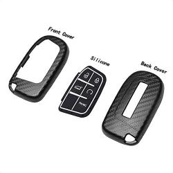 TANGSEN Smart Key Fob Case for CHRYSLER 200 300 for DODGE CHALLENGER CHARGER DART for JEEP CHEROKEE COMPASS GRAND CHEROKEE SRT HELLCAT TRACKHAWK 2 3 4 5 Button Keyless Entry Remote Cover Carbon Fiber