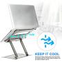 Urmust Laptop Notebook Stand Holder, Ergonomic Adjustable Ultrabook Stand Riser Portable Compatible with MacBook Air Pro, Dell, HP, Lenovo Light Weight Aluminum Up to 15.6''(Gray)